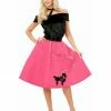 Charades Costumes 50s Black And Fuchsia Poodle Skirt For Adults Womens