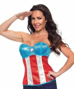 Rubie's Womens American Dream Sequin Corset For Adults - Marvel Avengers