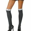Roma Womens Black And Silver Stripe Thigh High Tights For Adults