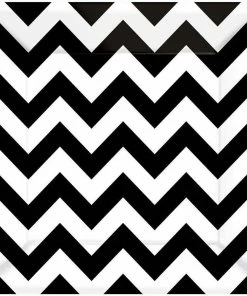 Amscan Grand Prix Black And White Chevron 10 Luncheon Plate