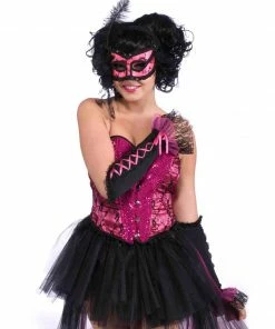 Forum Novelties Burlesque Pink & Black Half Mask For Adults Masks