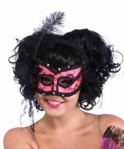 Forum Novelties Burlesque Pink & Black Half Mask For Adults Masks