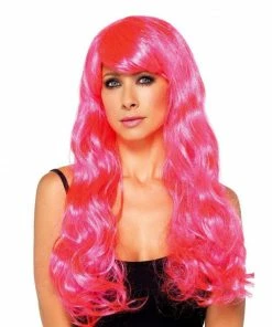 Leg Avenue Fuchsia & Pink Long Wavy Wig For Adults Womens