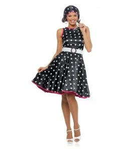 Goddessey Llc Womens Hot 50s Black Dress Costume For Adults