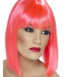 Smiffys Neon Pink Glam Wig For Adults