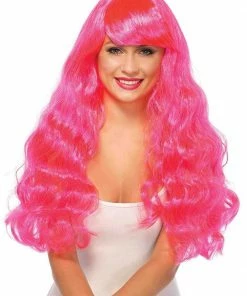 Leg Avenue Neon Pink Starbright Long Wavy Wig For Adults