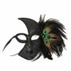 Kbw Global Corp Peacock Feather Black Half Mask For Adults Womens
