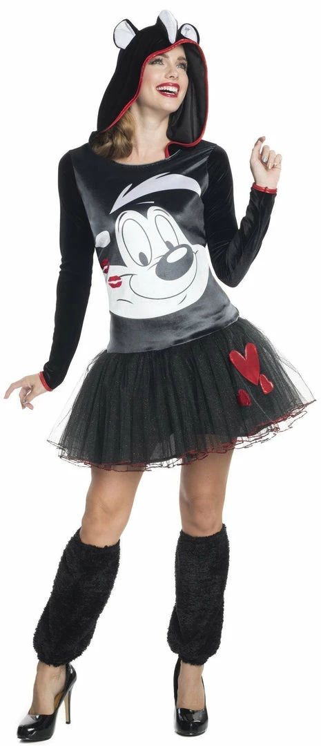 Rubie's Womens Pepe Le Pew Hooded Tutu Costume For Adults - Warner Bros Looney Tunes