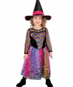 Rubie's Girls Rainbow Colour Magic Witch Deluxe Costume For Kids