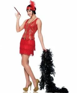 Costume Culture By Franco Llc Red Broadway Flapper Costume For Adults