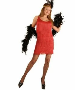 Charades Costumes Red Fashion Flapper Costume For Adults