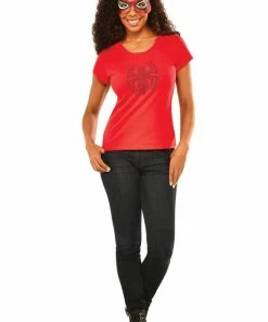 Rubie's Womens Spider-Girl Rhinestone T-Shirt For Adults - Marvel Spider-Girl