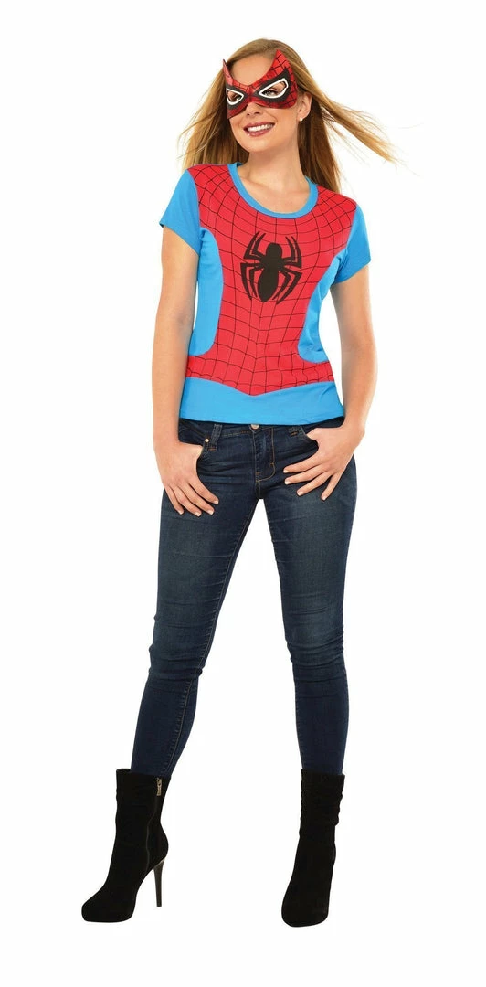 Rubie's Spider-Girl T-Shirt & Mask Set For Adults - Marvel Spider-Girl Womens