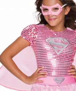 Rubie's Girls Supergirl Premium Pink Sequin Costume For Kids - Warner Bros DC Comics