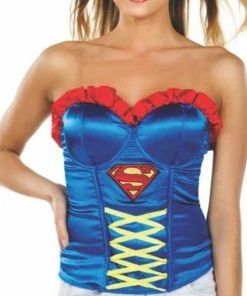 Rubie's Supergirl Ribbon Detail Corset For Adults - Warner Bros DC Comics Womens