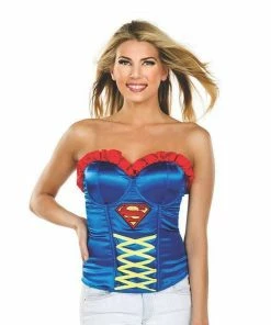 Rubie's Supergirl Ribbon Detail Corset For Adults - Warner Bros DC Comics Womens