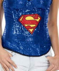 Rubie's Womens Supergirl Sequin Corset For Adults - Warner Bros DC Comics